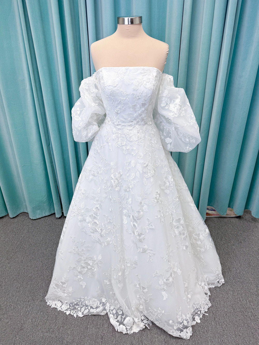 Morilee Style 2987 Callyso Tulle A-Line with Floral Threadwork and Puff Sleeves